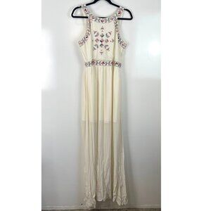 Cupcake & Cashmere Embroidered Maxi Dress Sleeveless Tie Back Women's Size 6